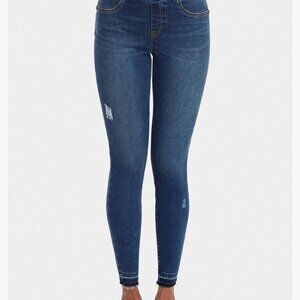 Spanx Distressed Denim Leggings Jeggings S Medium Blue Wash EUC